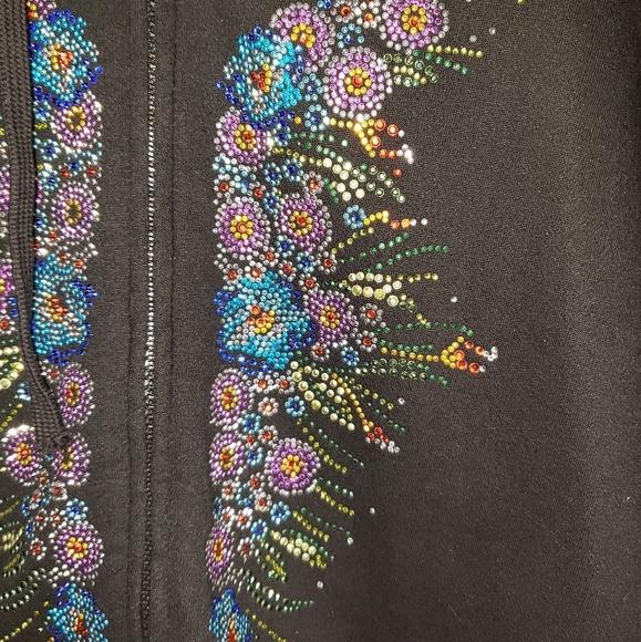 *EUC AcesDesign Embellished Black Hooded Size LG - Picture 4 of 6